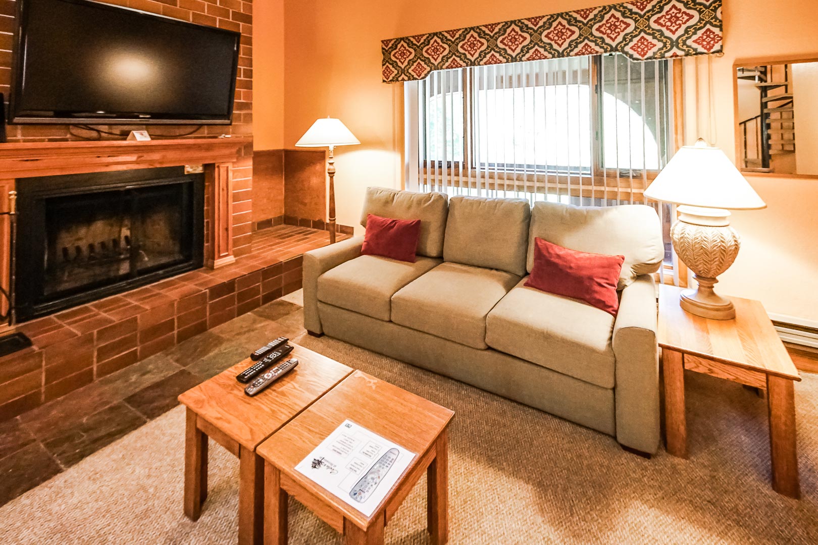 A cozy living room area at VRI's Cedar at Streamside in Colorado.